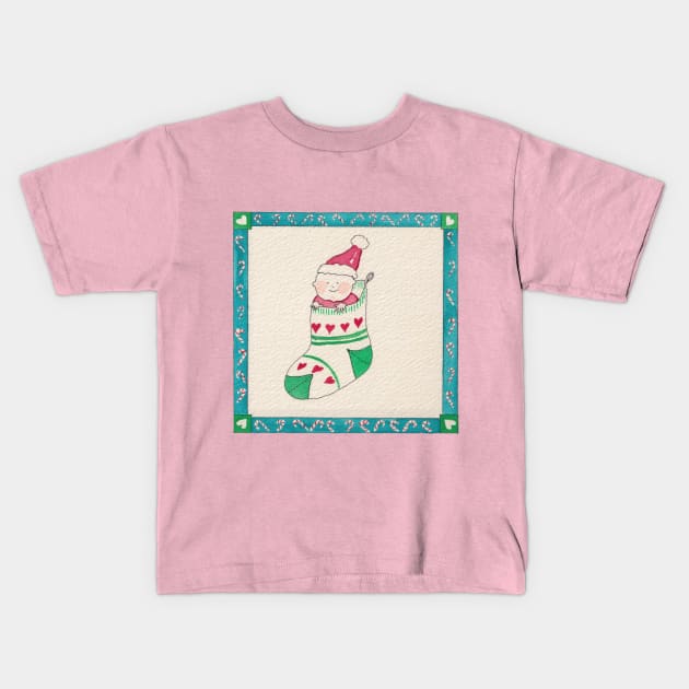 Babies First Christmas Kids T-Shirt by HelenDBVickers